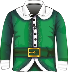 Christmas | Green Elf Suit Christmas Fishing Shirt ★Pre-Order★ Z and TEE CHRISTMAS Christmas design Christmas Gift Elf Suit Festive green quick dry Santa's helper SUN SAFE UPF white