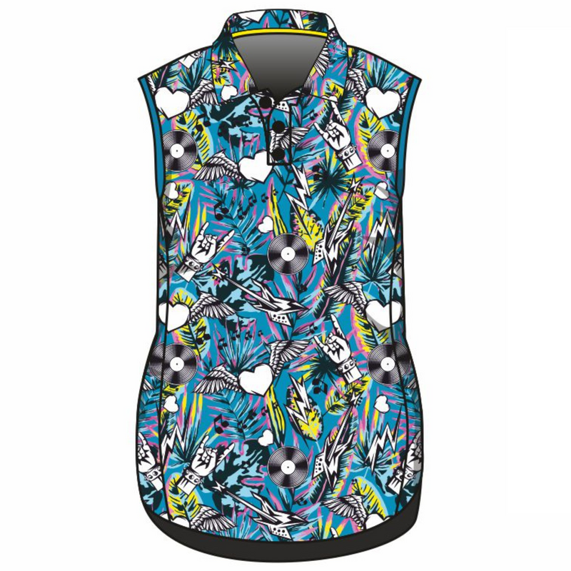 Eat Drink Rock Repeat Blue Lifestyle Dress Sleeveless Z and TEE blue blues in stock tropical TROPICAL DESIGNS