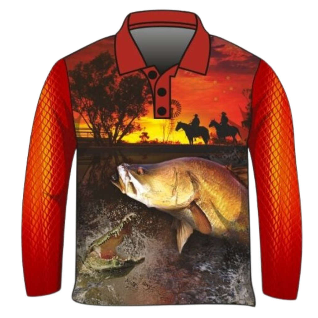 Fishing | Country Crab Croc Red Long Sleeve Sun Shirt Z and TEE camping FISHING HER ALL In Stock LJM MANDALA MATCHING matching dress PATTERN AND PLAIN DESIGNS quick dry spo-default spo-disabled sun sun shirt sun shirts sunsafe SWIMMING uv Women WOMEN'S DESIGNS womens z&tee