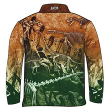Kids | Dinosaur Trail Fossils Green Fishing Shirt ★Pre-Order★ Z and TEE BOYS DESIGNS camping fishing KIDS men Preorder quick dry spo-default spo-disabled sun sun shirt sun shirts sunsafe uv