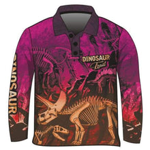 Kids | Dinosaur Trail Fossils Purple Fishing Shirt ★Pre-Order★ Z and TEE camping fishing GIRLS DESIGNS KIDS men Preorder quick dry spo-default spo-disabled sun sun shirt sun shirts sunsafe uv