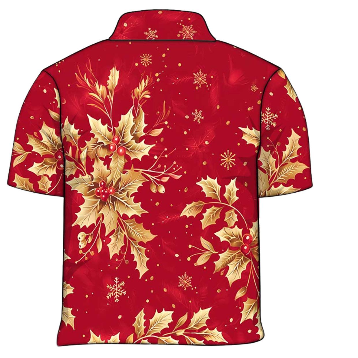 Christmas | Golden Boughs of Holly Fishing Shirt ★Pre-Order★ Z and TEE Christmas gold holly New Design quick dry red Snow flakes SUN SAFE UPF womens
