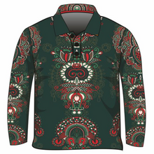 Christmas | Green Paisley Christmas Fishing Shirt ★Pre-Order★ Z and TEE boho CHRISTMAS Christmas design Christmas Gift Festive green matching dress Paisley quick dry red SUN SAFE UPF