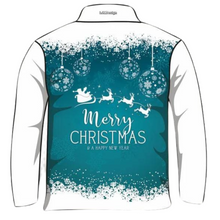 Christmas | Snowflake Christmas Fishing Shirt ★Pre-Order★ Z and TEE Baubles CHRISTMAS Christmas design Christmas Gift Festive Happy New Year Merry Christmas quick dry Reindeer Santa Sleigh snow SUN SAFE Turquoise UPF white
