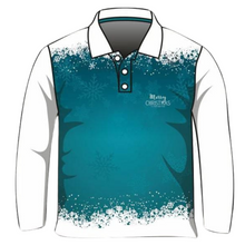 Christmas | Snowflake Christmas Fishing Shirt ★Pre-Order★ Z and TEE Baubles CHRISTMAS Christmas design Christmas Gift Festive Happy New Year Merry Christmas quick dry Reindeer Santa Sleigh snow SUN SAFE Turquoise UPF white