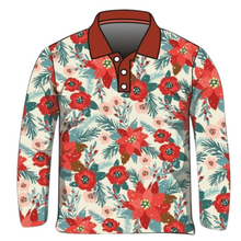 Christmas | Floral Merry & Bright Christmas Fishing Shirt ★Pre-Order★ Z and TEE CHRISTMAS Christmas Design Christmas Gift Festive Floral green Merry & Bright Poinsettia quick dry red SUN SAFE UPF