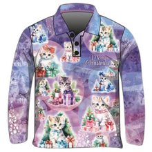 Christmas | Purple Kitty Christmas Fishing Shirt ★Pre-Order★ Z and TEE CHRISTMAS Christmas design Christmas Gift Christmas tree Festive Kittens Merry Christmas purple quick dry snow SUN SAFE UPF