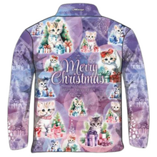 Christmas | Purple Kitty Christmas Fishing Shirt ★Pre-Order★ Z and TEE CHRISTMAS Christmas design Christmas Gift Christmas tree Festive Kittens Merry Christmas purple quick dry snow SUN SAFE UPF