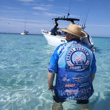 Fishing | Caught Bugger All Fishing Club Blue Fishing Shirt ★Pre-Order★ Z and TEE FISH DESIGNS Matching shorts MEN'S DESIGNS mens quick dry SUN SAFE UPF