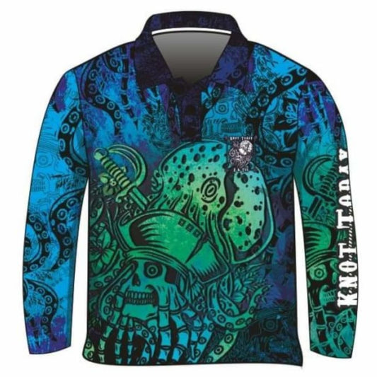 Knot Today | Deep Blue Kraken Fishing Shirt ★Pre-Order★ Z and TEE blue BOYS DESIGNS Complete the Set Dress Set green KIDS Knot Today kraken MEN'S DESIGNS mens Pirates quick dry SUN SAFE UPF z&tee