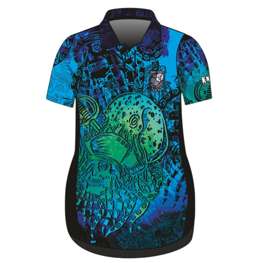 Knot Today | Deep Blue Kraken Fishing Dress ★Pre-Order★ Z and TEE blue Complete the Set GIRL'S DESIGNS green KIDS kraken matching dress Matching Hat Matching Shirt New Design pirate quick dry Shirt Set SUN SAFE UPF WOMEN'S DESIGNS womens z&tee