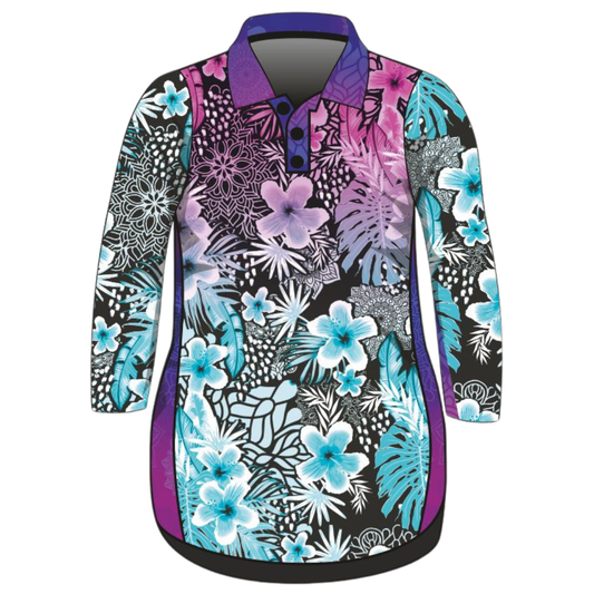 Mandala | Maldives Tropical Fishing Dress ★Pre-Order★ Z and TEE black Complete the Set Floral GIRL'S DESIGNS KIDS matching dress Matching Shirt New Design pink purple quick dry Shirt Set SUN SAFE Teal TROPICAL DESIGNS UPF white WOMEN'S DESIGNS womens