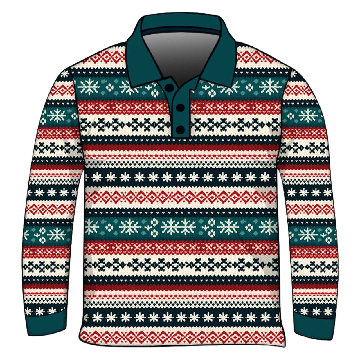 Christmas | Nordic Snowflake Ugly Christmas Fishing Shirt - Arrives before Christmas