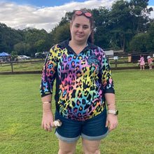 Leopard Print | Wild Side Electric Rainbow Fishing Shirt ★Pre-Order★ Z and TEE bright camping colourful fishing GIRLS DESIGNS KIDS Leopard leopard print Preorder quick dry rainbow spo-default spo-disabled sun sun shirt sun shirts sunsafe uv WOMEN'S DESIGNS Women's Fishing Women's Fishing Shirt womens z&tee