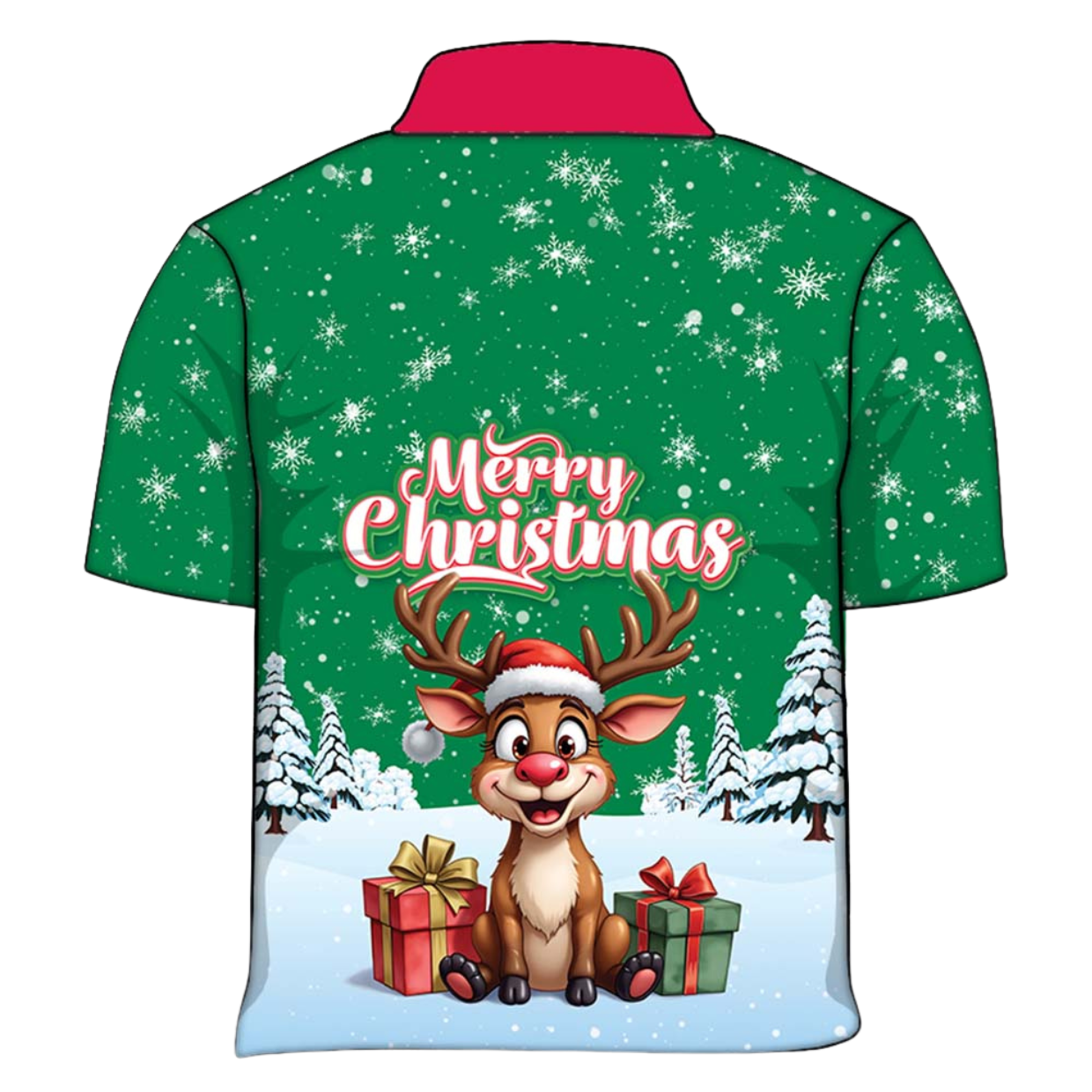 Christmas | Silly Reindeer Ugly Christmas Green Gifts Fishing Shirt ★Pre-Order★ Z and TEE BOYS DESIGNS Christmas Christmas Gift GIRL'S DESIGNS green KIDS MEN'S DESIGNS mens Merry Christmas New Design quick dry red Reindeer Snow flakes SUN SAFE UPF white womens