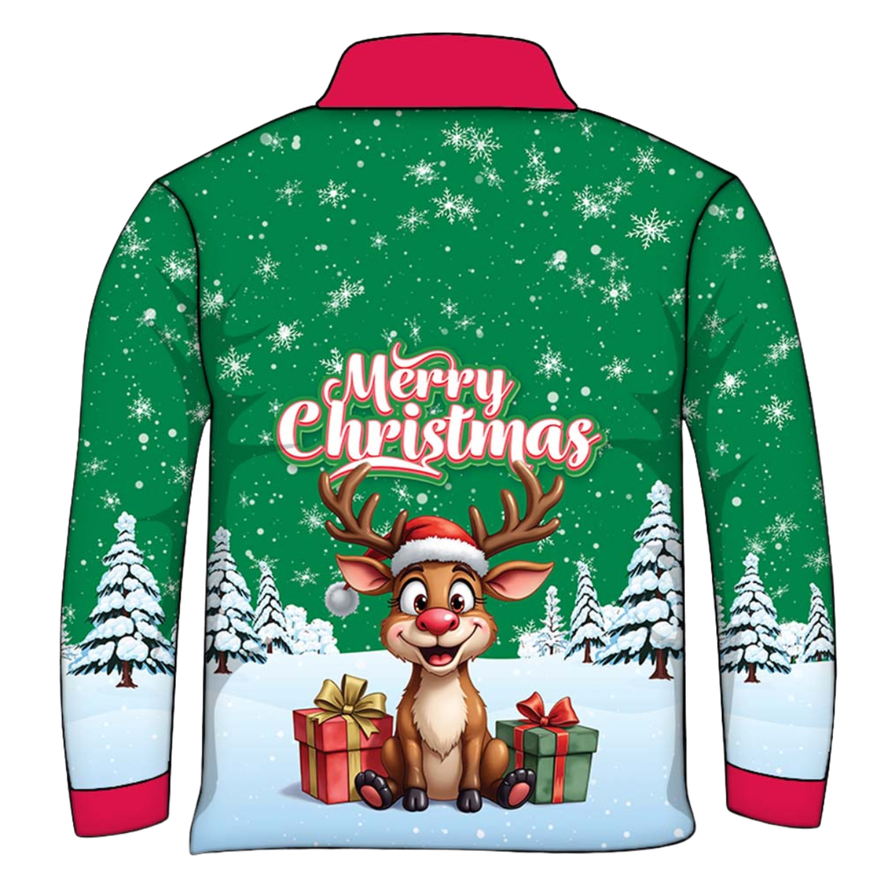 Christmas | Silly Reindeer Ugly Christmas Green Gifts Fishing Shirt ★Pre-Order★ Z and TEE BOYS DESIGNS Christmas Christmas Gift GIRL'S DESIGNS green KIDS MEN'S DESIGNS mens Merry Christmas New Design quick dry red Reindeer Snow flakes SUN SAFE UPF white womens