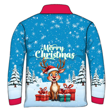Christmas | Silly Reindeer Ugly Christmas Blue Gifts Fishing Shirt - Arrives before Christmas