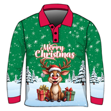 Christmas | Silly Reindeer Ugly Christmas Green Fishing Shirt ★Pre-Order★ Z and TEE BOYS DESIGNS Christmas Christmas Gift GIRL'S DESIGNS green KIDS MEN'S DESIGNS mens Merry Christmas New Design quick dry red Reindeer Snow flakes SUN SAFE UPF white womens