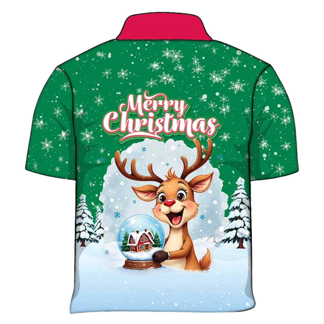 Christmas | Silly Reindeer Ugly Christmas Green Globe Fishing Shirt - Arrives before Christmas