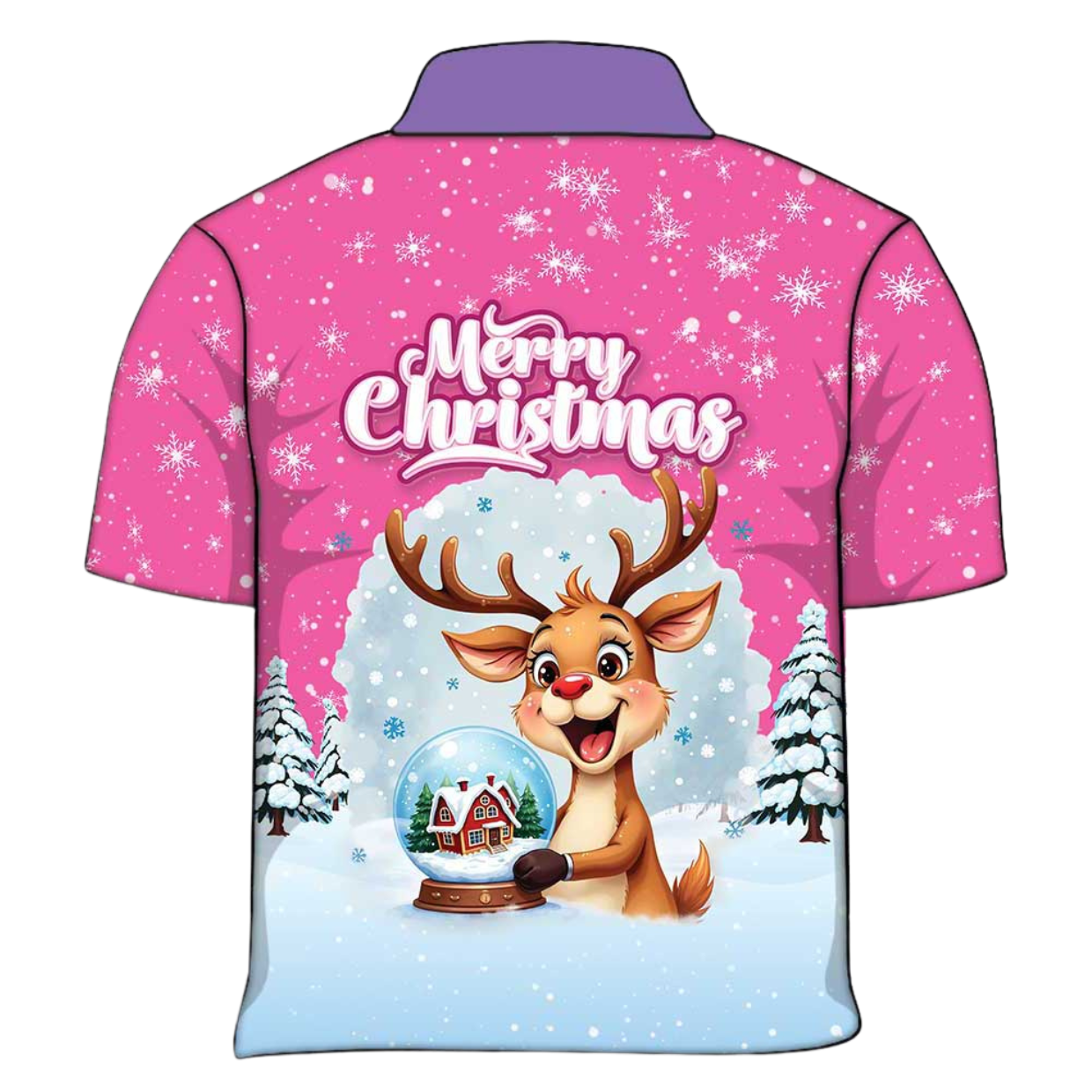 Christmas | Silly Reindeer Ugly Christmas Pink Fishing Shirt - Arrives before Christmas