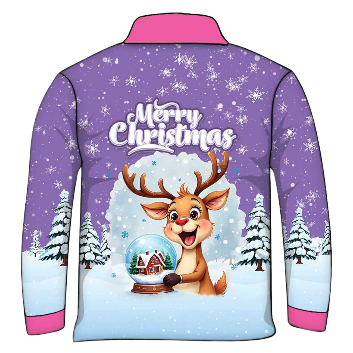 Christmas | Silly Reindeer Ugly Christmas Purple Fishing Shirt - Arrives before Christmas