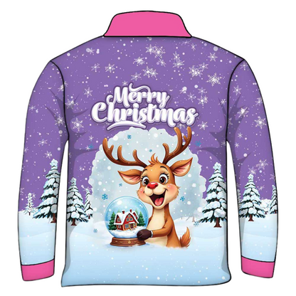 Christmas | Silly Reindeer Ugly Christmas Purple Fishing Shirt - Arrives before Christmas
