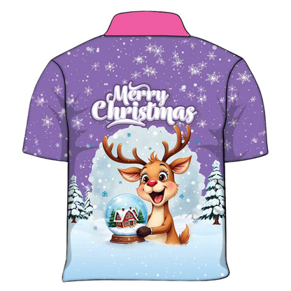 Christmas | Silly Reindeer Ugly Christmas Purple Fishing Shirt - Arrives before Christmas