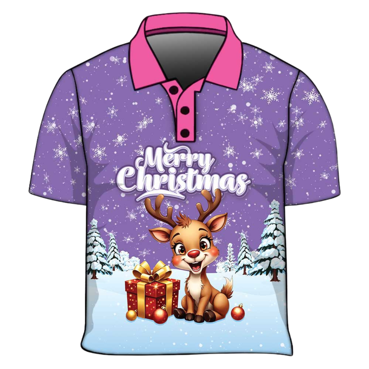 Christmas | Silly Reindeer Ugly Christmas Purple Fishing Shirt - Arrives before Christmas