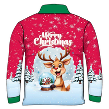 Christmas | Silly Reindeer Ugly Christmas Red Fishing Shirt ★Pre-Order★ Z and TEE BOYS DESIGNS Christmas Christmas Gift GIRL'S DESIGNS green KIDS mens Merry Christmas New Design quick dry red Reindeer Snow flakes SUN SAFE UPF white
