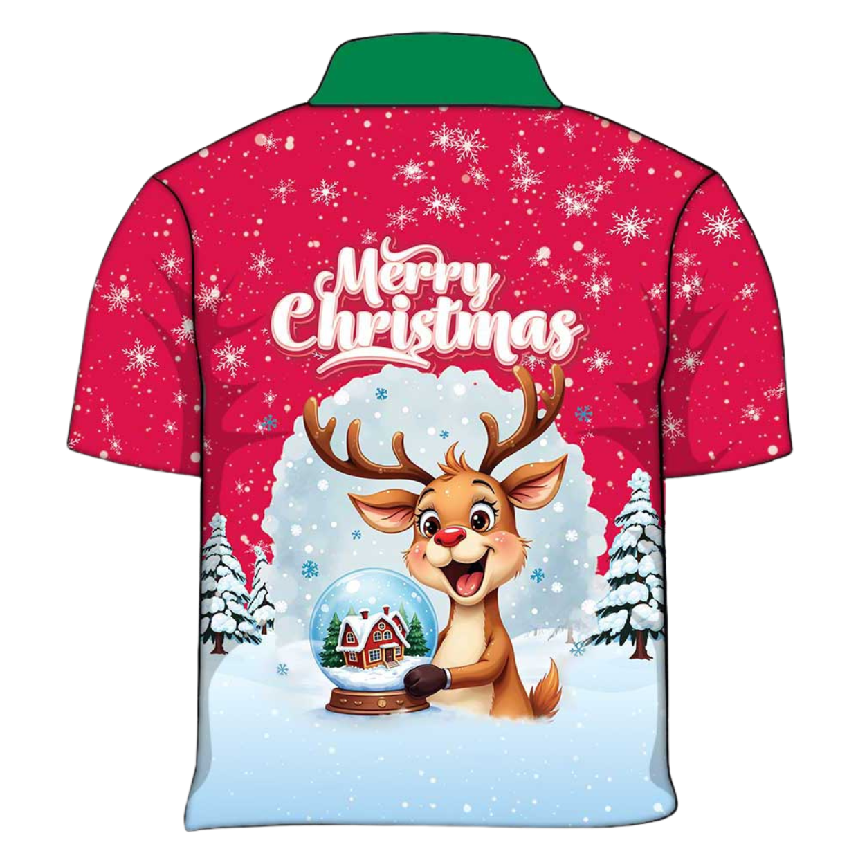Christmas | Silly Reindeer Ugly Christmas Red Fishing Shirt ★Pre-Order★ Z and TEE BOYS DESIGNS Christmas Christmas Gift GIRL'S DESIGNS green KIDS mens Merry Christmas New Design quick dry red Reindeer Snow flakes SUN SAFE UPF white