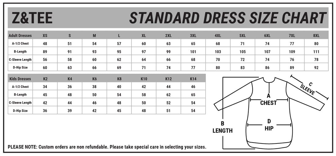 Size Charts | Z&TEE Personalised Fishing Shirts – Z and TEE