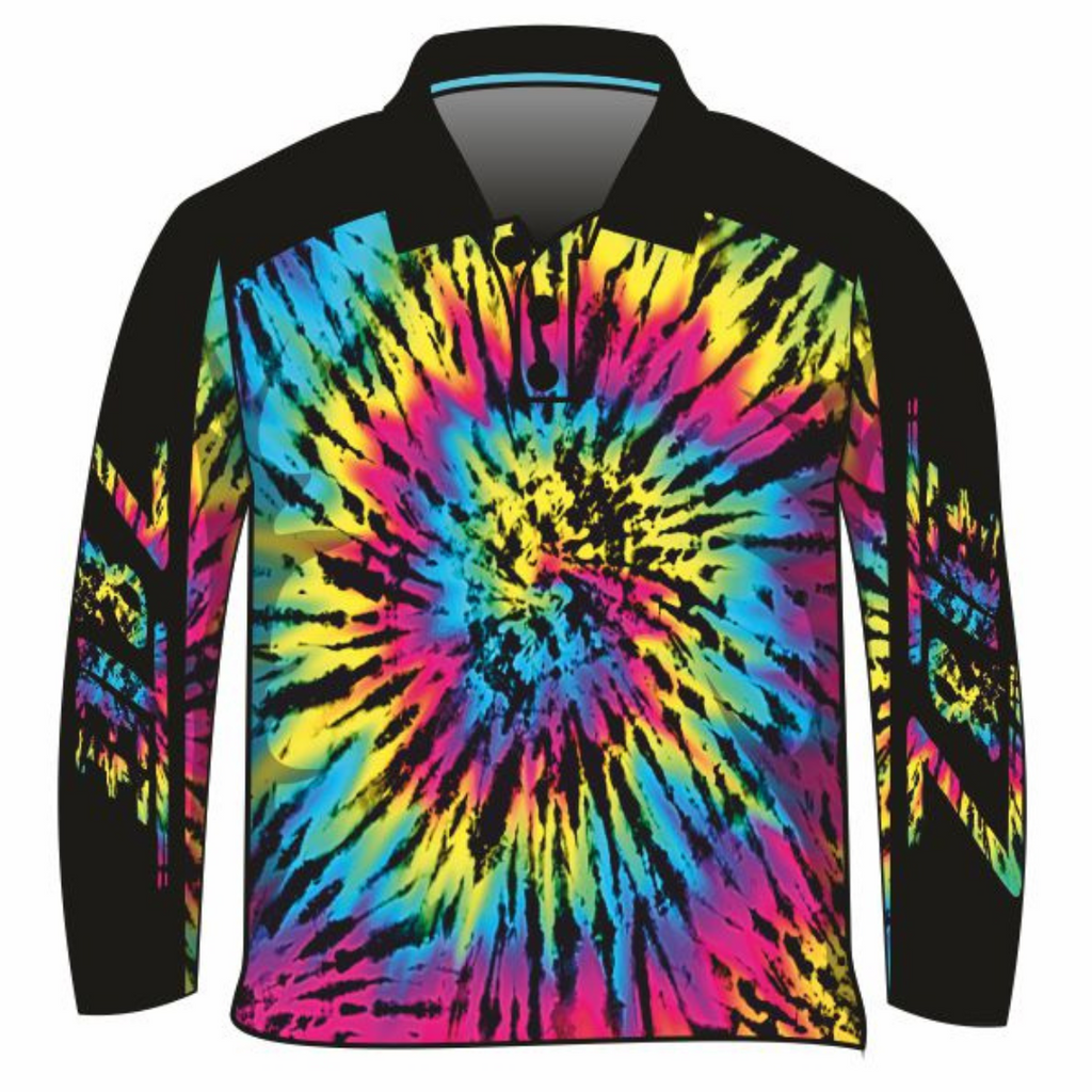 Tie Dye Rainbow Black Short Sleeve Shirt Z and TEE BUY2SHIRTS camping DAD FATHER'S DAY FISHING HIM ALL in stock LJM men mens PATTERN AND PLAIN DESIGNS quick dry spo-default spo-disabled sun sun shirt sun shirts sunsafe SWIMMING uv z&tee