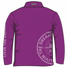 Compass | Topography Purple Fishing Shirt ★Pre-Order★ Z and TEE Compass GIRLS DESIGNS Living the Dream purple quick dry SUN SAFE Topography UPF WOMEN'S DESIGNS womens