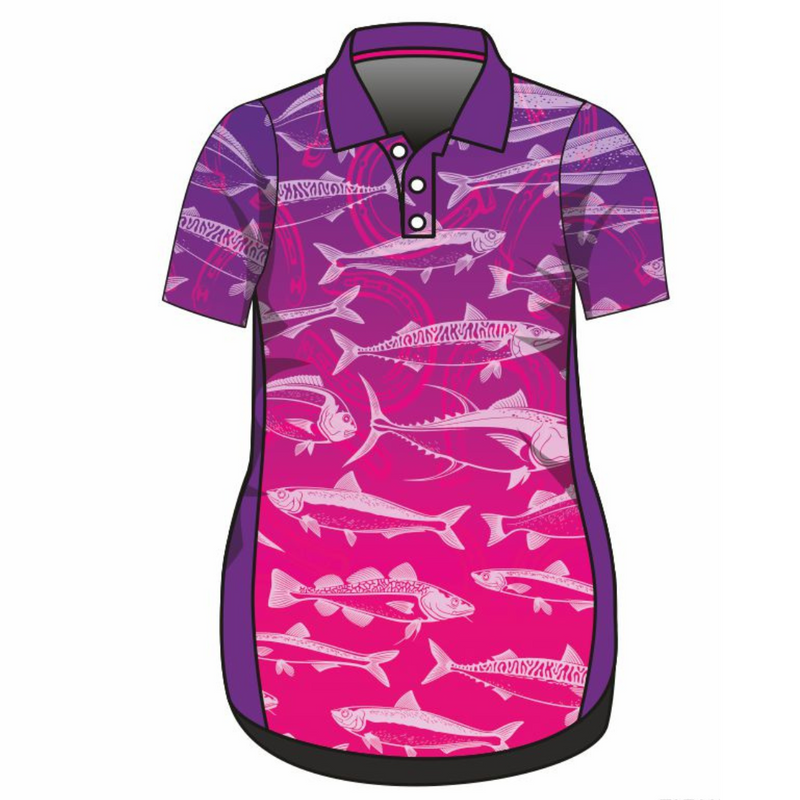 ★Pre-Order★ Fishing | Lucky Pattern Purple Pink Fishing Dress Long or Short Sleeve Z and TEE competition FISH FISH DESIGNS FISHING fishing dress MATCHING matching dress PATTERN AND PLAIN DESIGNS PERSONALISED POCKETS Preorder reef reef fish