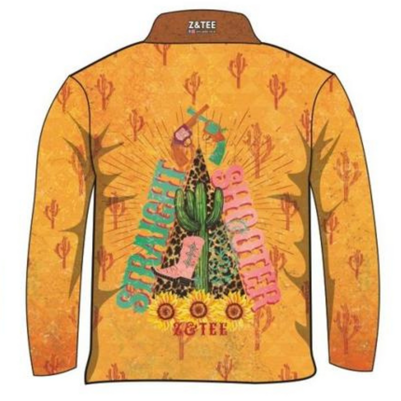 Straight Shooter Western Long Sleeve Shirt Z and TEE 2XL 3XL camping COUNTRY WESTERN DESIGNS FISHING Girls HER ALL In Stock L ladies LJM M market sts quick dry S spo-default spo-disabled STS sun sun shirt sun shirts sunsafe SWIMMING uv western WOMEN'S DESIGNS womens XL XS z&tee