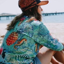 Tropical | Summer Livin Tropical Fishing Shirt ★Pre-Order★ Z and TEE blue Fruit GIRL'S DESIGNS KIDS quick dry seahorse Summer Livin SUN SAFE tropical UPF WOMEN'S DESIGNS womens