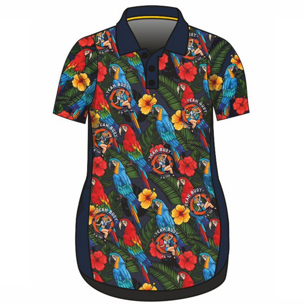 ★Pre-Order★ Yeah Buoy Tropical Parrot Navy Lifestyle Dress Long or Short Sleeve Z and TEE girls MANDALA WOMEN'S DESIGNS womens
