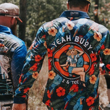 Tropical | Yeah Buoy Hawaiian Navy Fishing Shirt ★Pre-Order★ Z and TEE australian birds cruise Floral green Hawaiian matching dress Matching shorts MEN'S DESIGNS mens Navy quick dry SUN SAFE tropical UPF Yeah Buoy z&tee