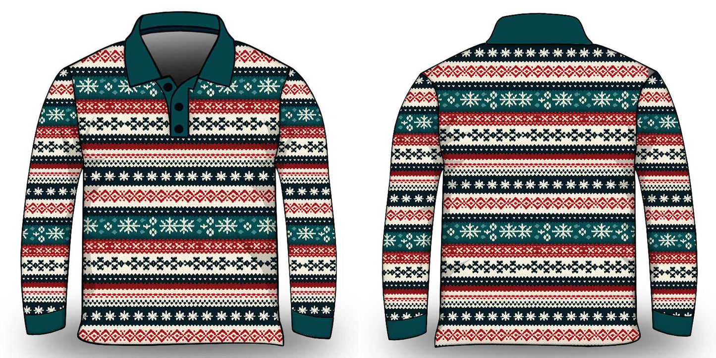 Christmas | Nordic Snowflake Ugly Christmas Fishing Shirt - Arrives before Christmas
