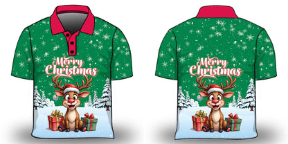 Christmas | Silly Reindeer Ugly Christmas Green Gifts Fishing Shirt ★Pre-Order★ Z and TEE BOYS DESIGNS Christmas Christmas Gift GIRL'S DESIGNS green KIDS MEN'S DESIGNS mens Merry Christmas New Design quick dry red Reindeer Snow flakes SUN SAFE UPF white womens