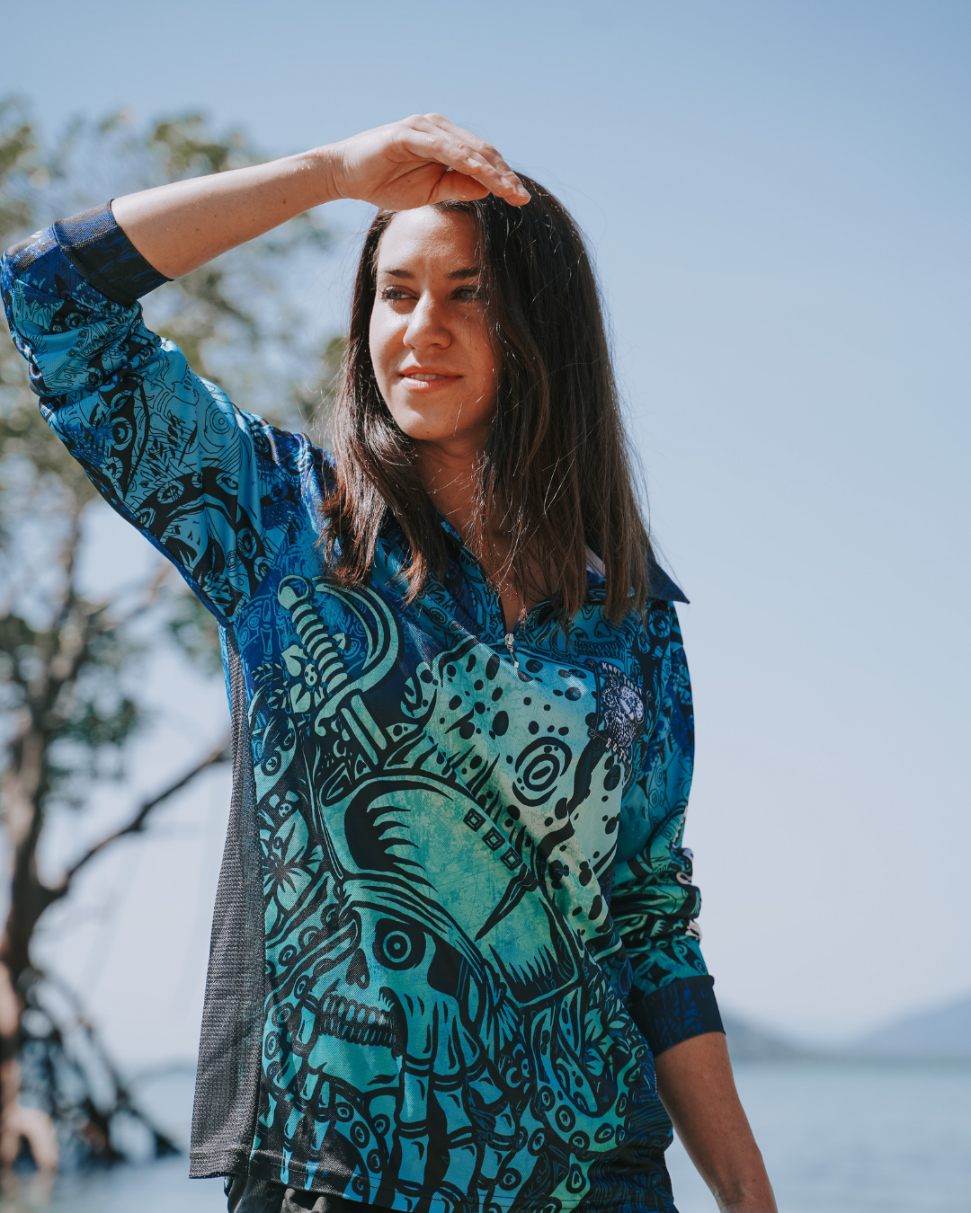 Knot Today | Deep Blue Kraken Fishing Shirt ★Pre-Order★ Z and TEE blue BOYS DESIGNS Complete the Set Dress Set green KIDS Knot Today kraken MEN'S DESIGNS mens Pirates quick dry SUN SAFE UPF z&tee