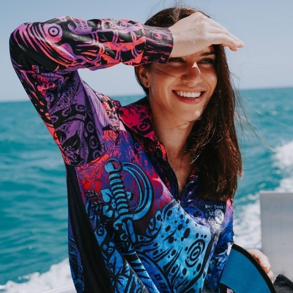Knot Today | Pink Purple Kraken Fishing Shirt ★Pre-Order★ Z and TEE camping fishing KIDS kraken ocean pink pirate Preorder purple quick dry sea spo-default spo-disabled sun sun shirt sun shirts sunsafe uv Women WOMEN'S DESIGNS Women's Fishing Women's Fishing Shirt womens