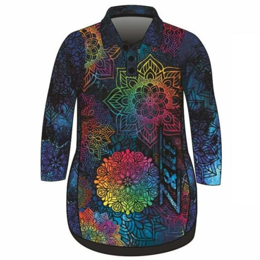 Mandala | Kaleidoscope Lifestyle Fishing Dress ★Pre-Order★ Z and TEE Beach Dress Complete the Set Floral GIRL'S DESIGNS Kaleidoscope MANDALA Matching Shirt Matching shorts Navy POCKETS quick dry Shirt Set SUN SAFE UPF WOMEN'S DESIGNS