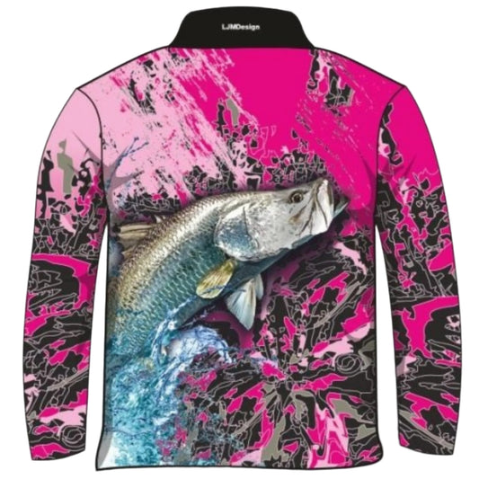 Fishing | Barramundi Pink Fishing Shirt ★Pre-Order★ Z and TEE barramundi black Complete the Set FISH FISH DESIGNS GIRL'S DESIGNS KIDS pink quick dry SUN SAFE UPF womens