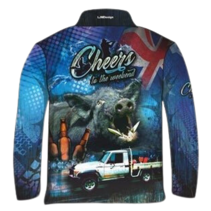 ★Pre-Order★ Cheers to the Weekend Hunting Shirt Long or Short Sleeve Z and TEE Australia Australia Day Australian beer boar camping fishing hunting HUNTING DESIGNS LJM men mens pig hunting Preorder quick dry spo-default spo-disabled sun sun shirt sun shirts sunsafe uv