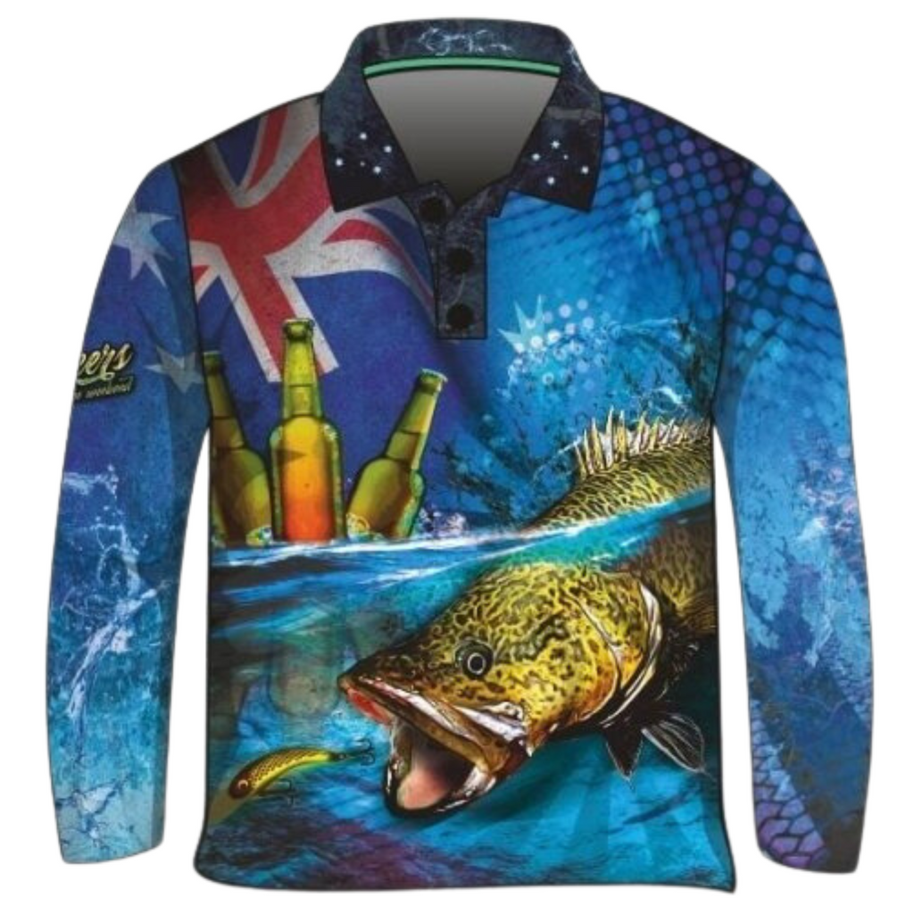 ★Pre-Order★ Fishing | Cheers to the Weekend Murray Cod Fishing Shirt - Z&Tee Z and TEE Australia Australia Day Australian camping fishing LJM men MEN'S DESIGNS mens Preorder quick dry spo-default spo-disabled sun sun shirt sun shirts sunsafe uv