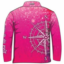 Compass | Pink Livin the Dream Fishing Shirt ★Pre-Order★ Z and TEE Compass GIRLS DESIGNS KIDS Living the Dream pink quick dry SUN SAFE UPF women's WOMEN'S DESIGNS