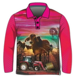 ★Pre-Order★ Little Farmer Pink Shirt Long or Short Sleeve Z and TEE camping country COUNTRY WESTERN DESIGNS cow fishing GIRL'S DESIGNS Girls kid Kid's Fishing Kid's Fishing Apparel Kid's Fishing Shirt Kid's Uv Rated Shirts KIDS KIDS ALL kids design KIDS DESIGNS Kids UV rated shirt LJM outback pink Preorder quick dry spo-default spo-disabled sugar cane sun sun shirt sun shirts sunsafe tractor uv western