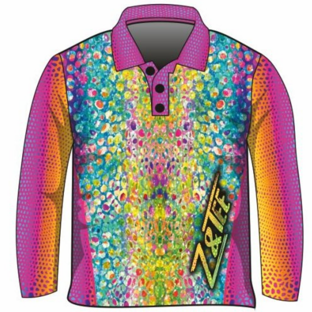 ★Pre-Order★ Pattern | Kaleidoscope Serpent Shirt Long or Short Sleeve Z and TEE camping fishing GIRL'S DESIGNS Girls ladies LJM pink Preorder quick dry rainbow spo-default spo-disabled sun sun shirt sun shirts sunsafe uv women's WOMEN'S DESIGNS