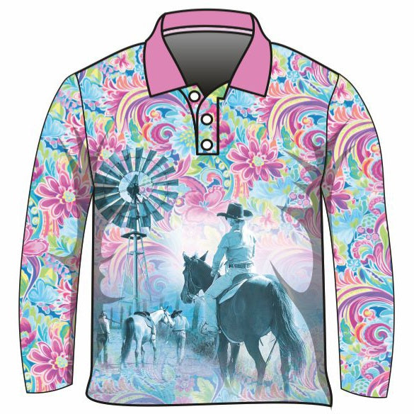 Western | Cowgirl Paisley Shirt Long Sleeve with Mesh